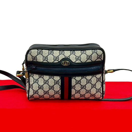 GUCCI Shoulder Bag PVC Navy Sherry line