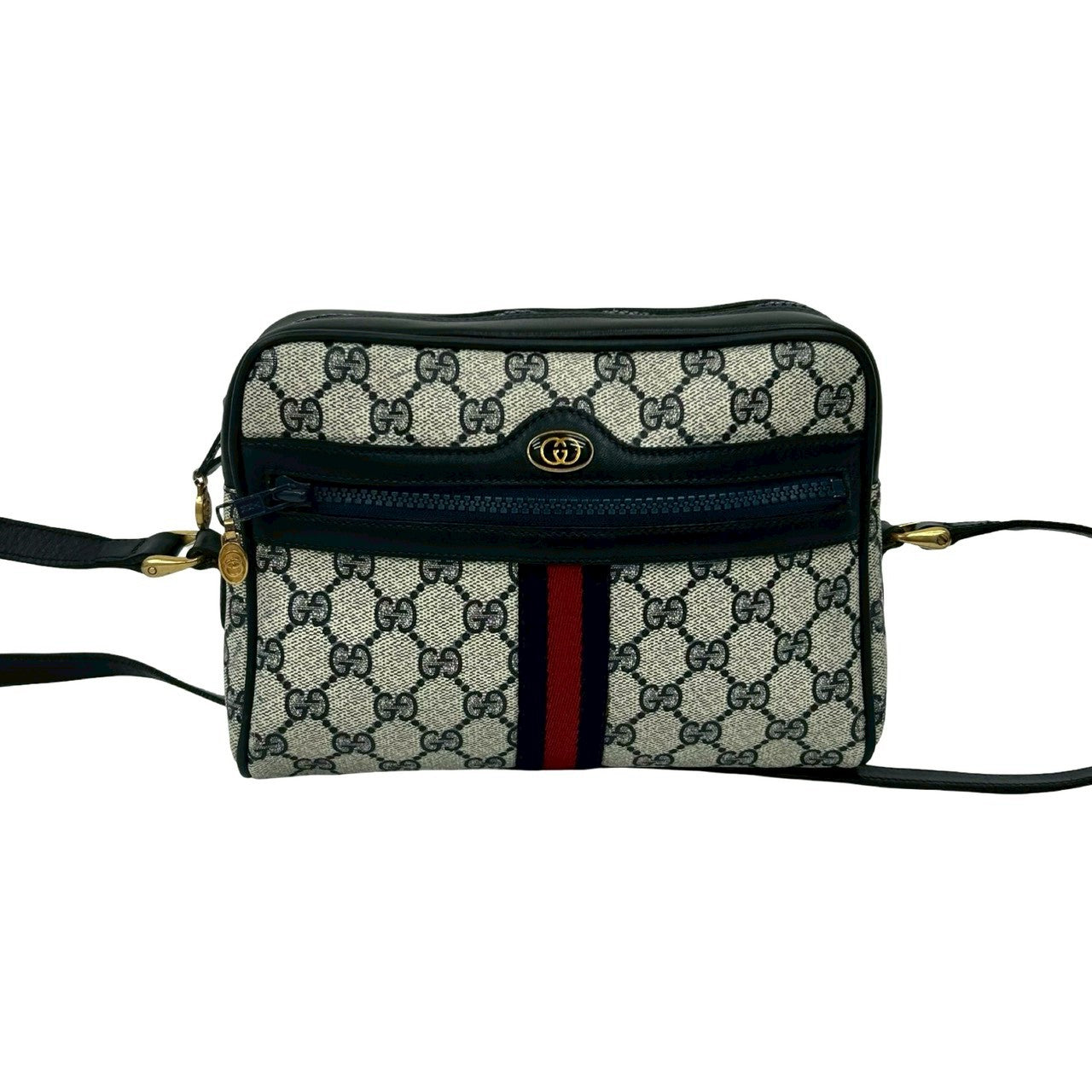 GUCCI Shoulder Bag PVC Navy Sherry line