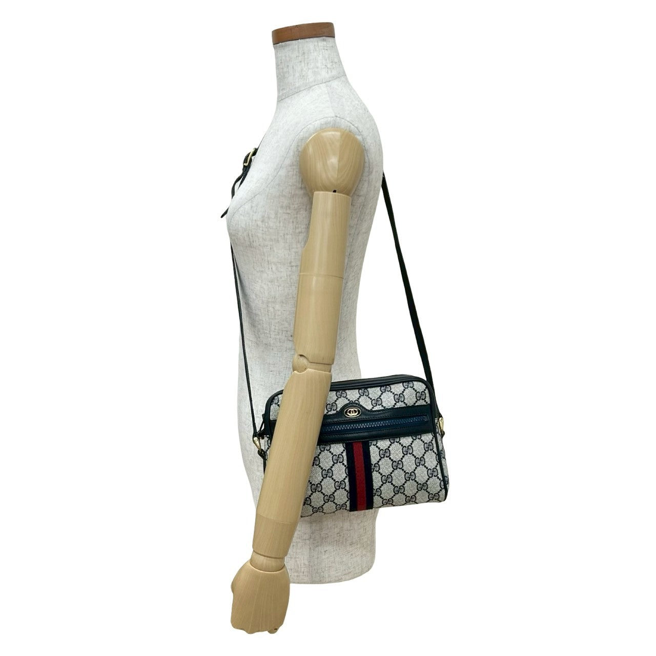 GUCCI Shoulder Bag PVC Navy Sherry line