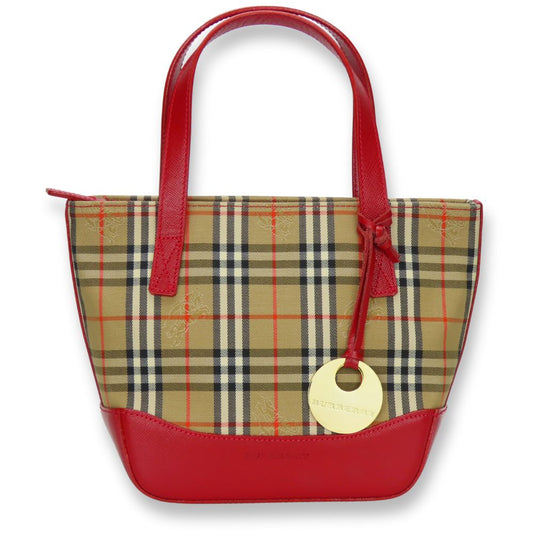 BURBERRY Handbag canvas Red