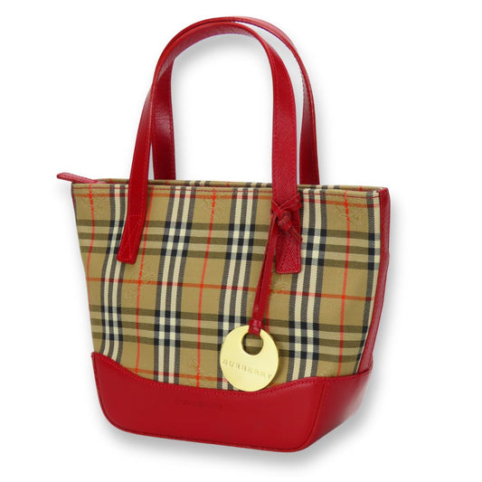 BURBERRY Handbag canvas Red