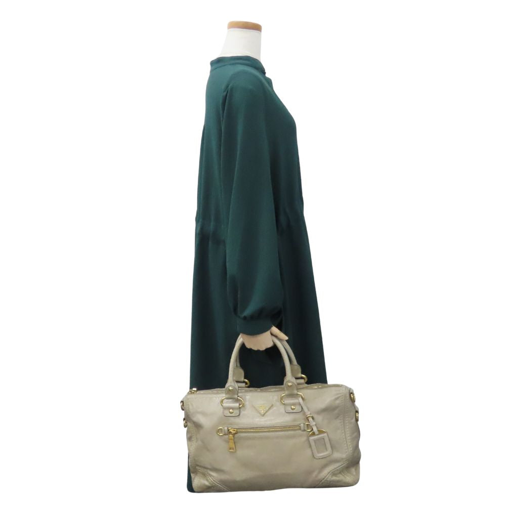 PRADA Handbag BL0678 Calfskin POMICE Triangle With logo