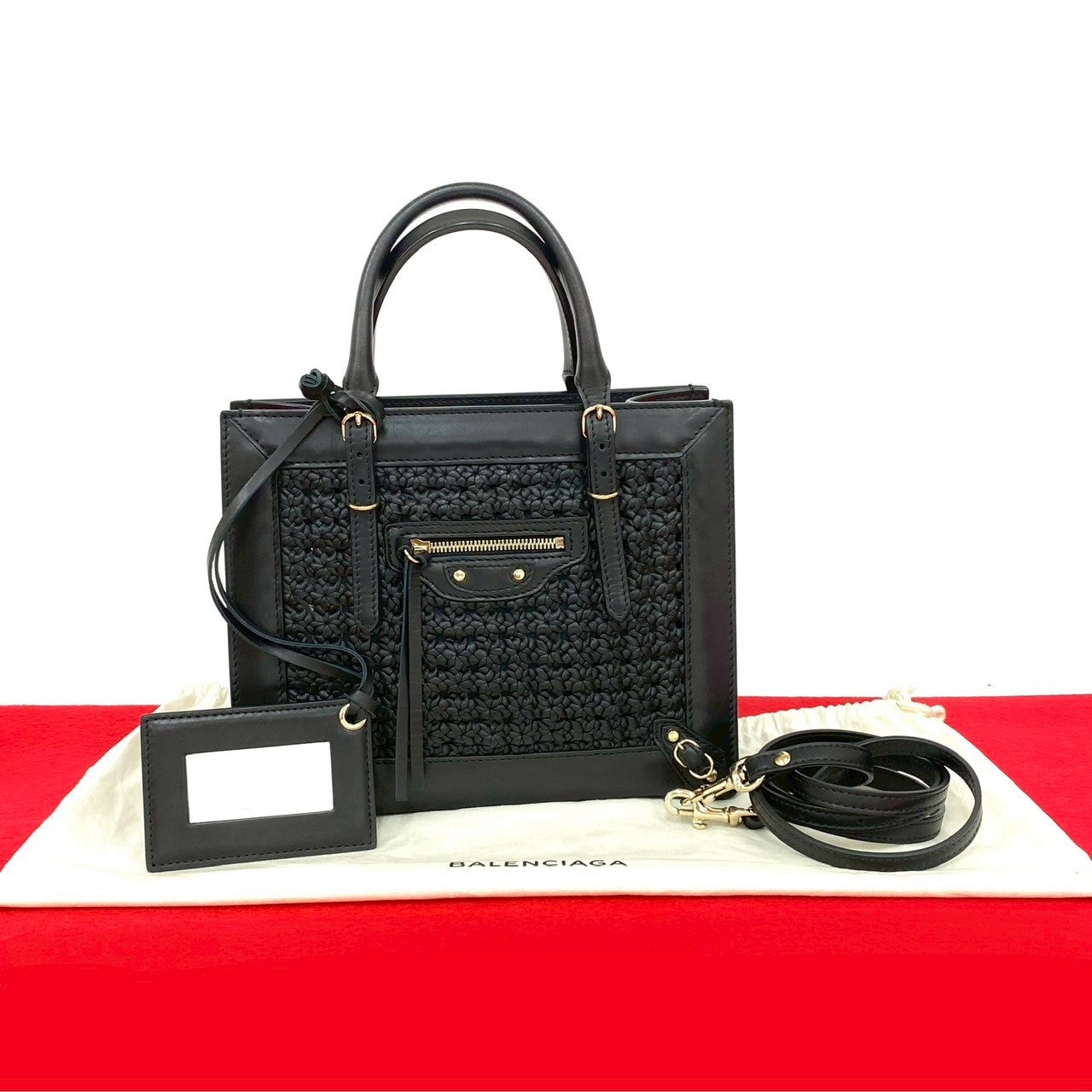 BALENCIAGA Shoulder Bag leather black Mini paper