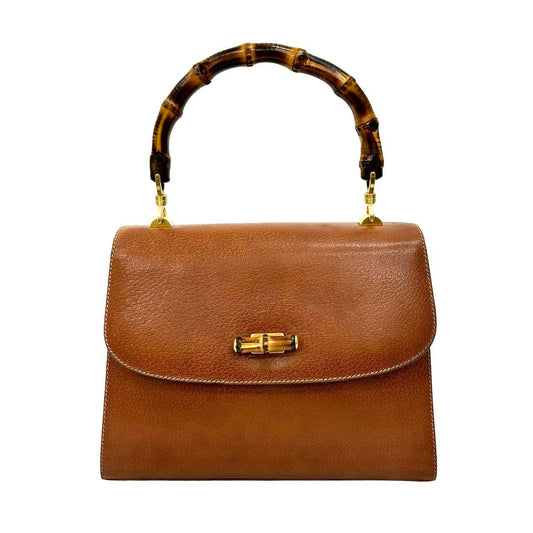 GUCCI Handbag leather Brown Bamboo