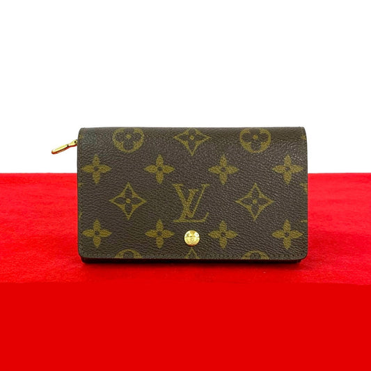 LOUIS VUITTON Bifold Wallet leather Brown Monogram Porto Monet Zip
