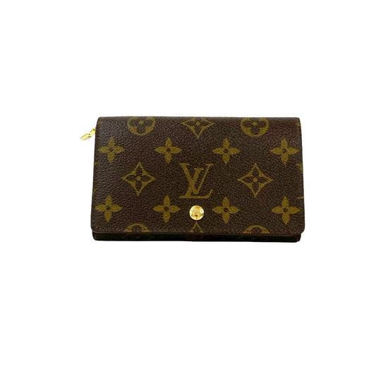LOUIS VUITTON Bifold Wallet leather Brown Monogram Porto Monet Zip