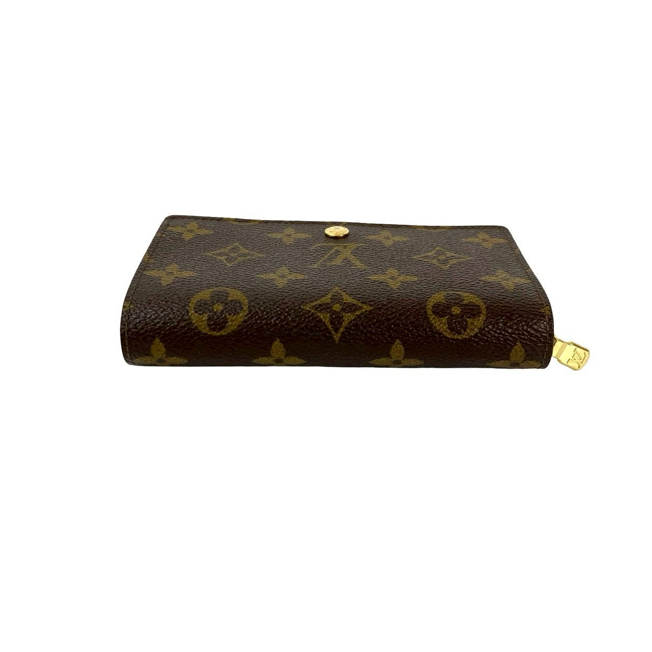 LOUIS VUITTON Bifold Wallet leather Brown Monogram Porto Monet Zip
