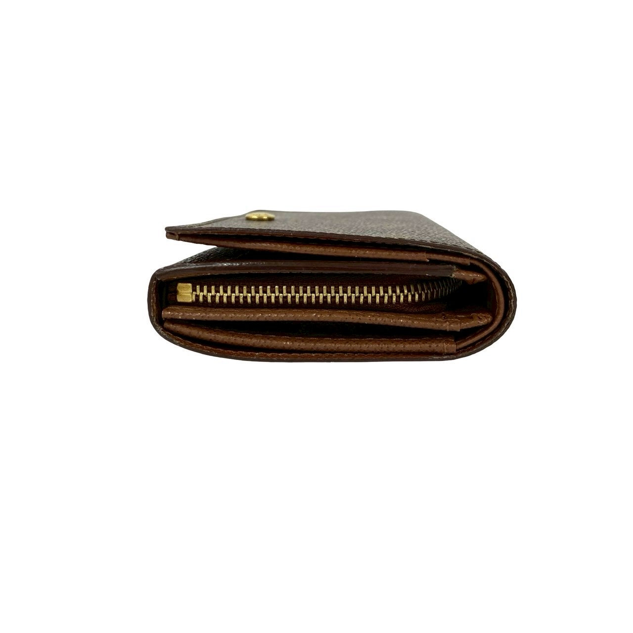 LOUIS VUITTON Bifold Wallet leather Brown Monogram Porto Monet Zip