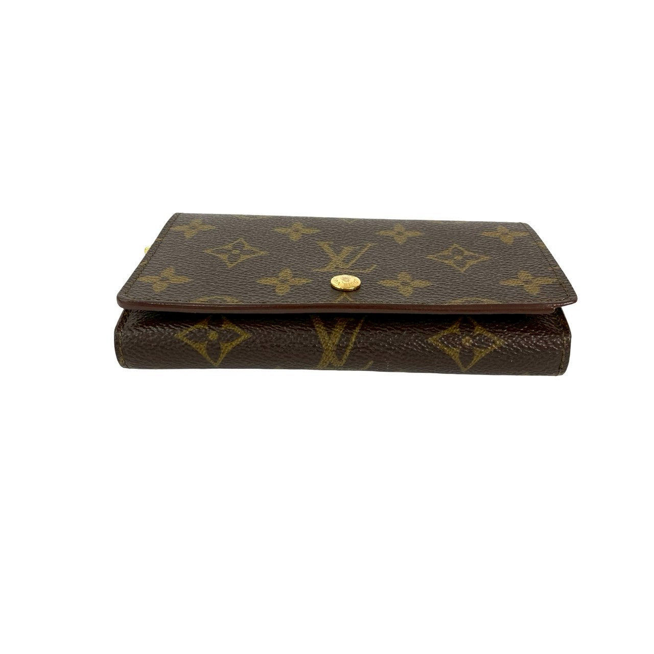 LOUIS VUITTON Bifold Wallet leather Brown Monogram Porto Monet Zip