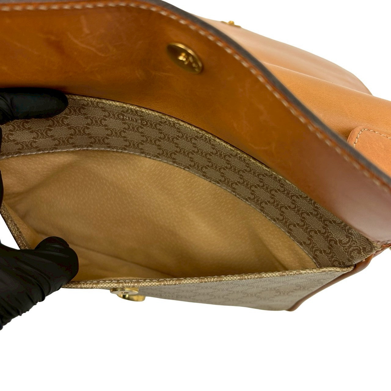 CELINE Shoulder Bag leather beige