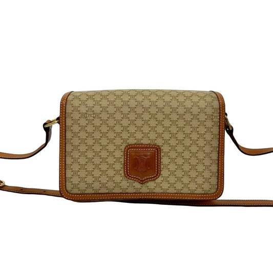 CELINE Shoulder Bag leather beige