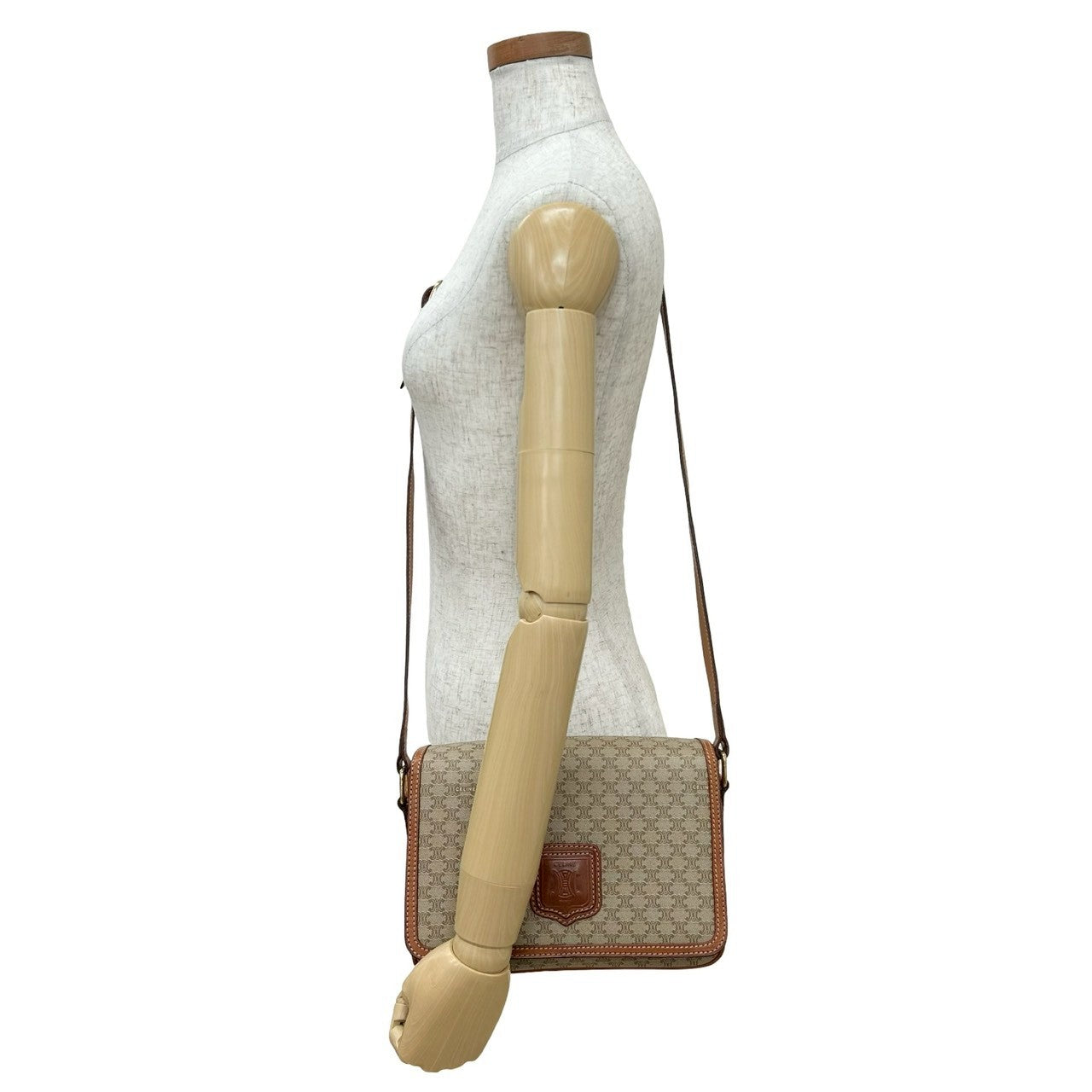 CELINE Shoulder Bag leather beige