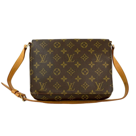 LOUIS VUITTON Shoulder Bag leather Brown Monogram Musette tango