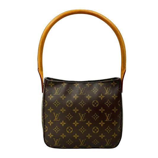 LOUIS VUITTON Shoulder Bag leather Brown Monogram Looping MM