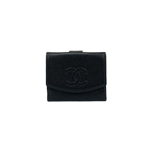 CHANEL Bifold Wallet Matt caviar skin black