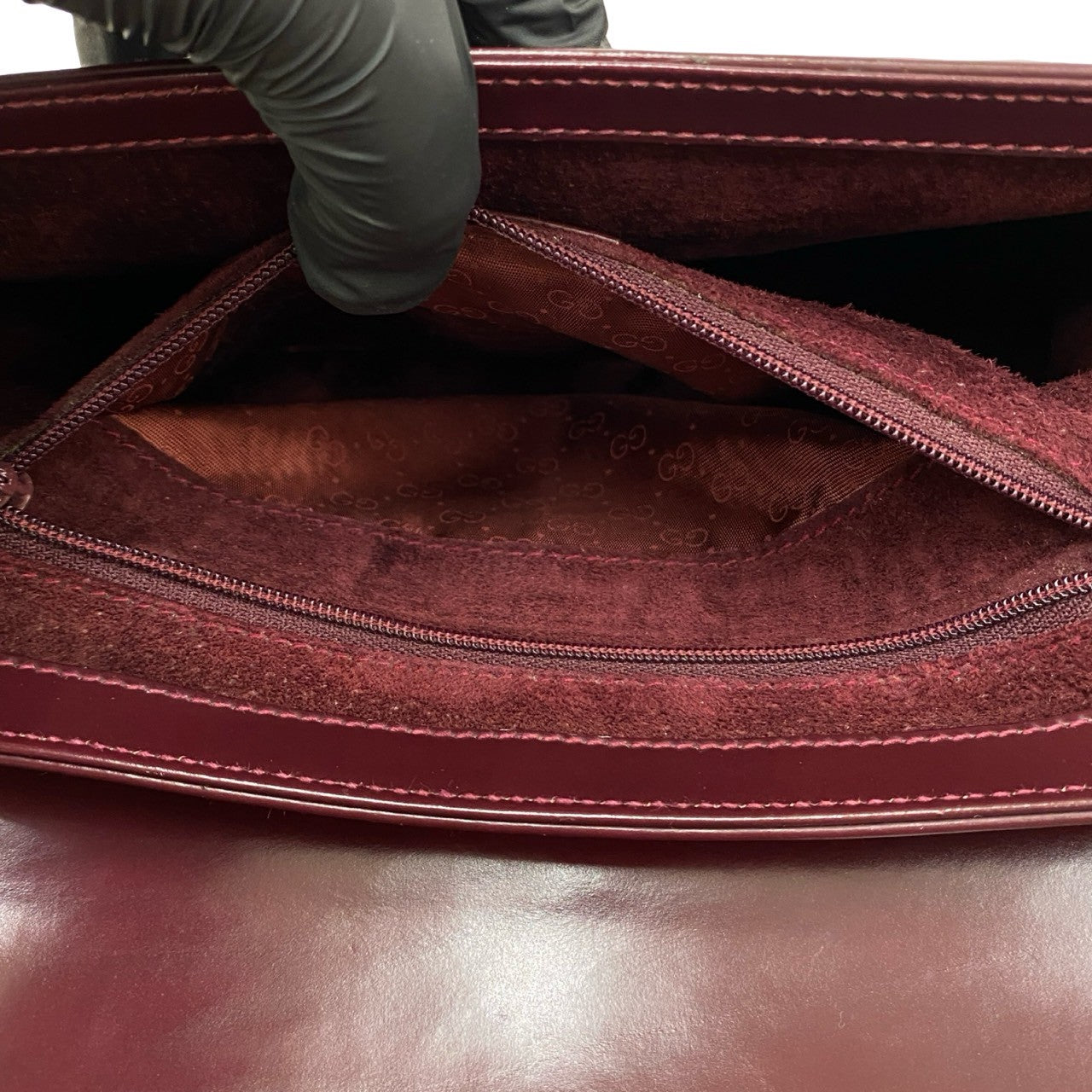 GUCCI Shoulder Bag leather wine-red