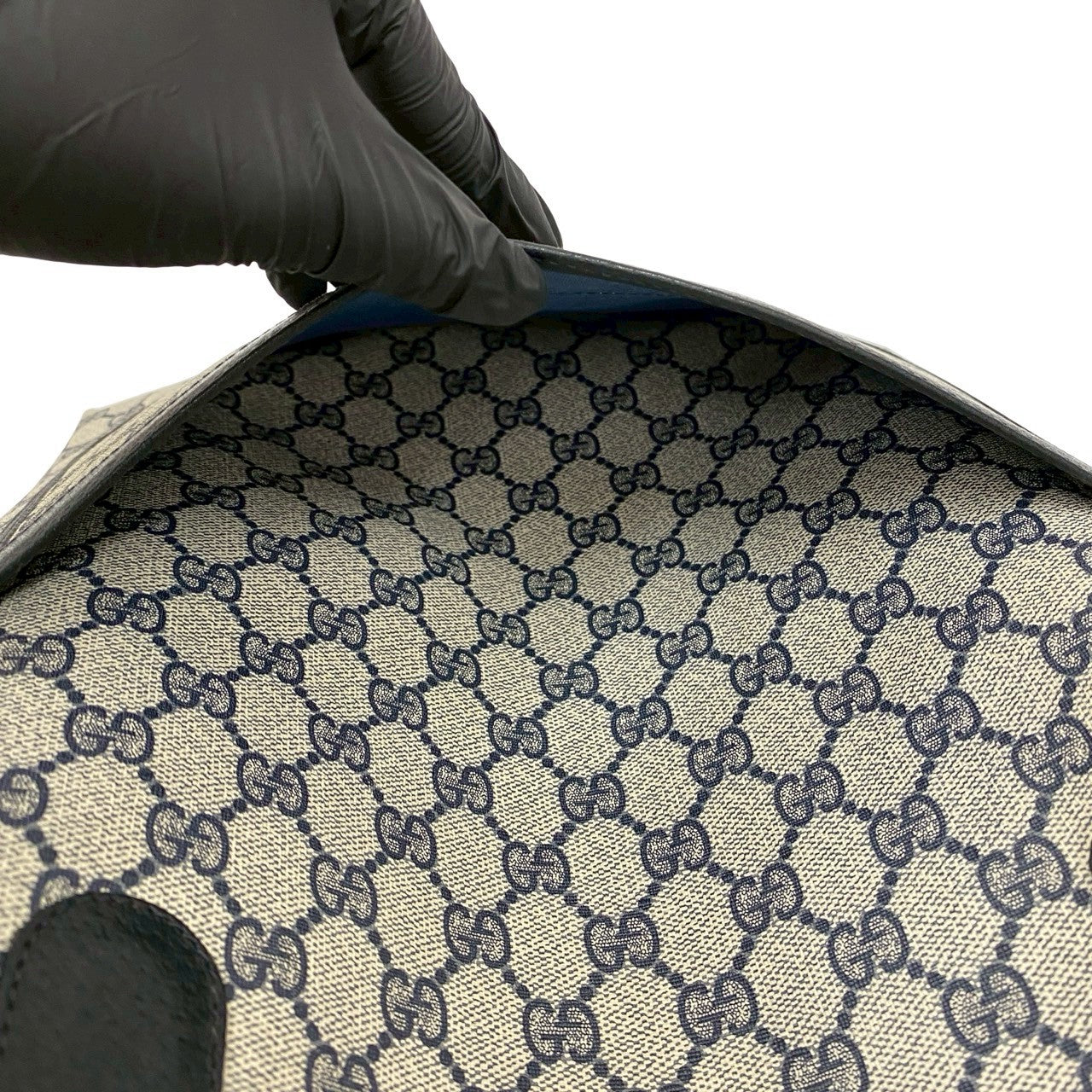 GUCCI Tote Bag leather Navy Sherry line