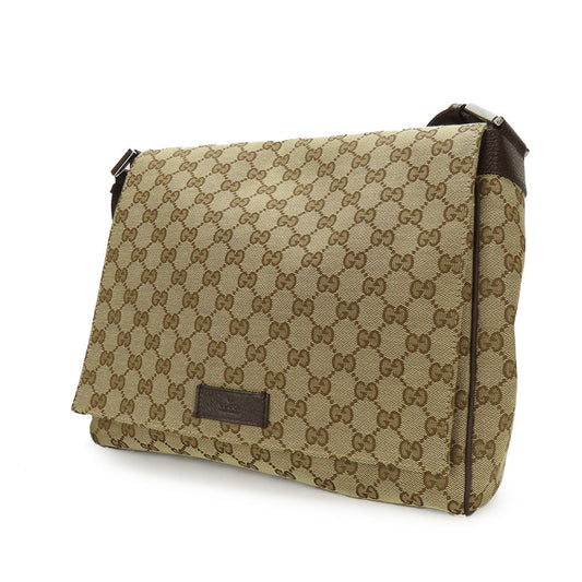 GUCCI Shoulder Bag 146236 GG canvas, leather beige unisex(Unisex) Used Authentic