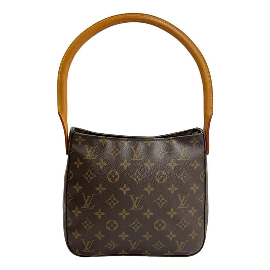 LOUIS VUITTON Shoulder Bag leather Brown Monogram Looping MM