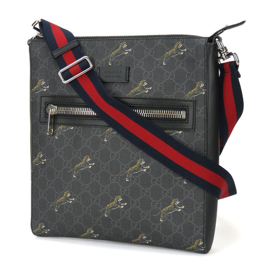 GUCCI Shoulder Bag 474137 GG Supreme Canvas black mens Used Authentic