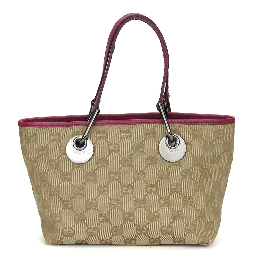 GUCCI Handbag 120844 GG canvas, leather beige Women Used Authentic