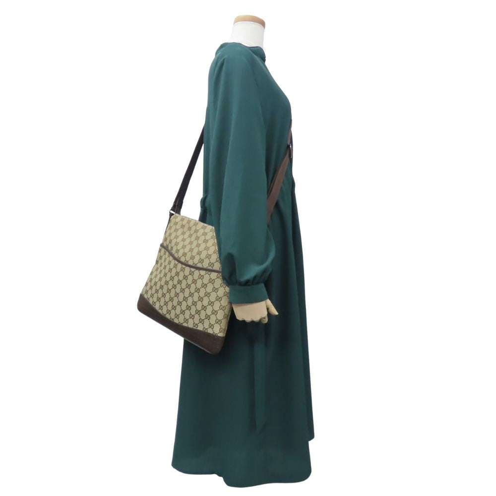GUCCI Shoulder Bag 145857 GG canvas, leather beige Women Used Authentic