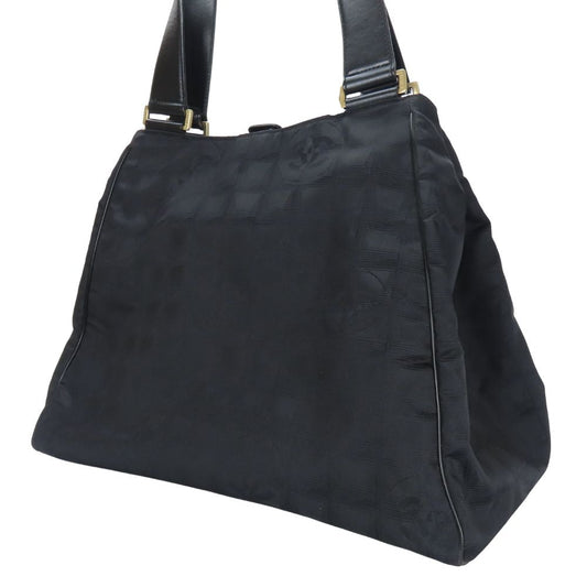 CHANEL Tote Bag Jacquard nylon black Women Used Authentic