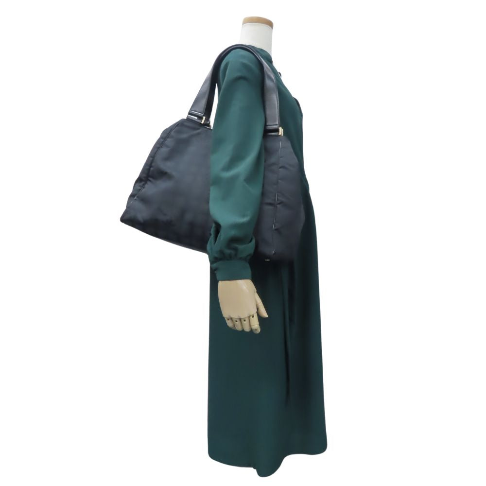 CHANEL Tote Bag Jacquard nylon black Women Used Authentic