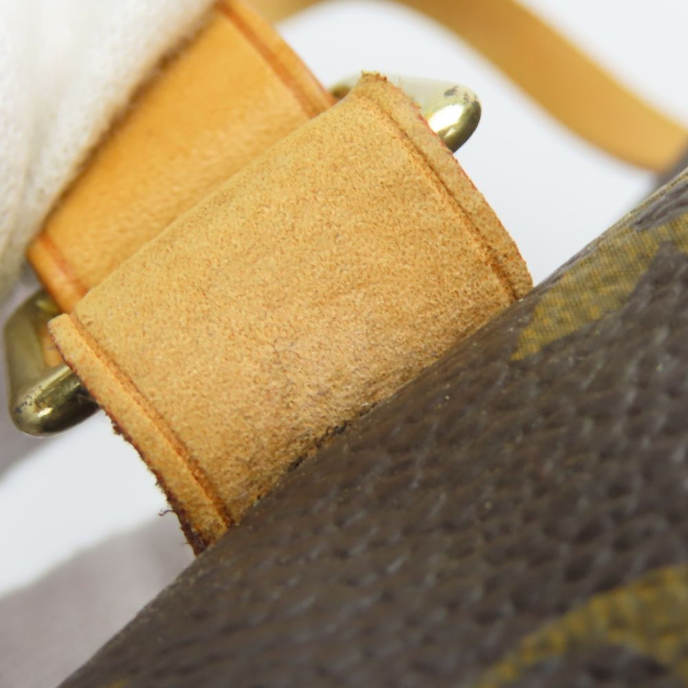 LOUIS VUITTON Tote Bag M51151 Monogram, Tanned Leather Brown Cabas Mezzo Women Used Authentic