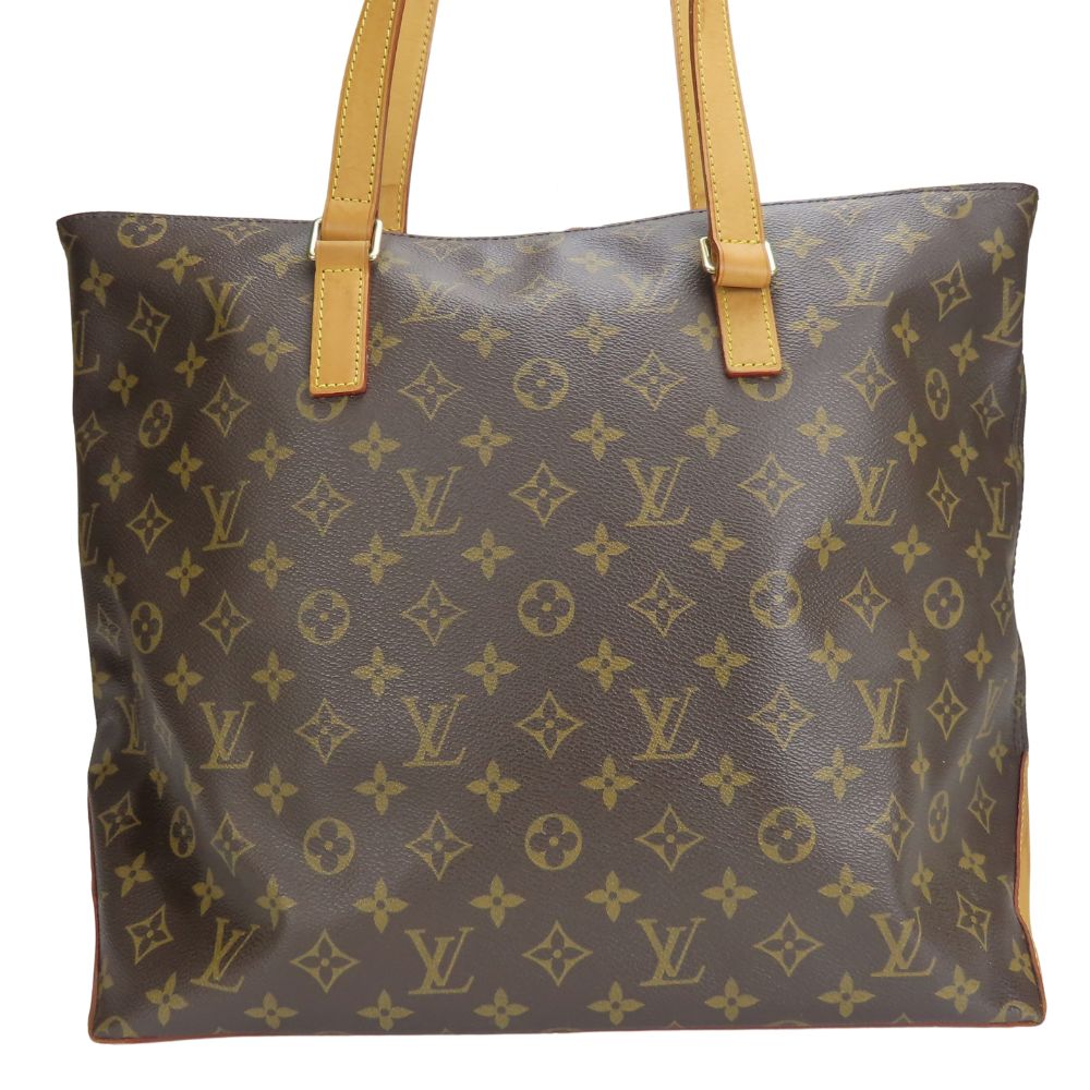 LOUIS VUITTON Tote Bag M51151 Monogram, Tanned Leather Brown Cabas Mezzo Women Used Authentic