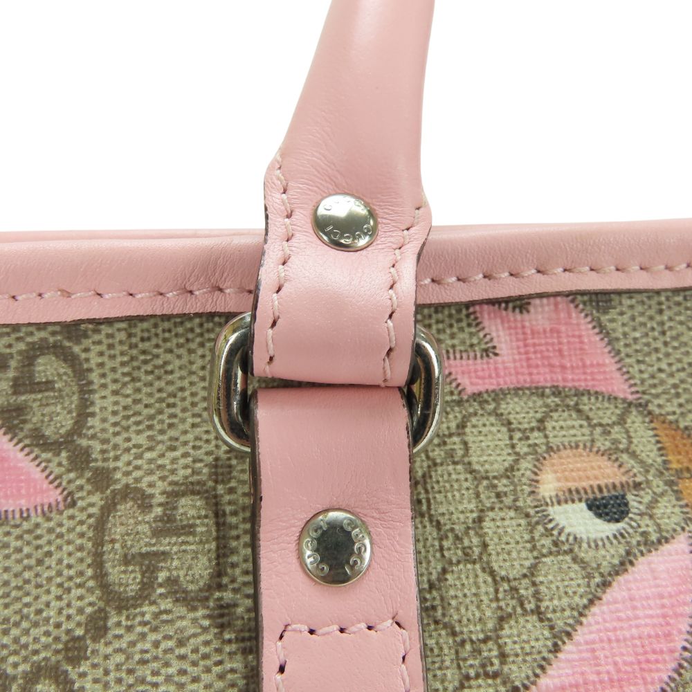 GUCCI Handbag 297557 GG Supreme canvas, leather beige Chilled license Women Used Authentic