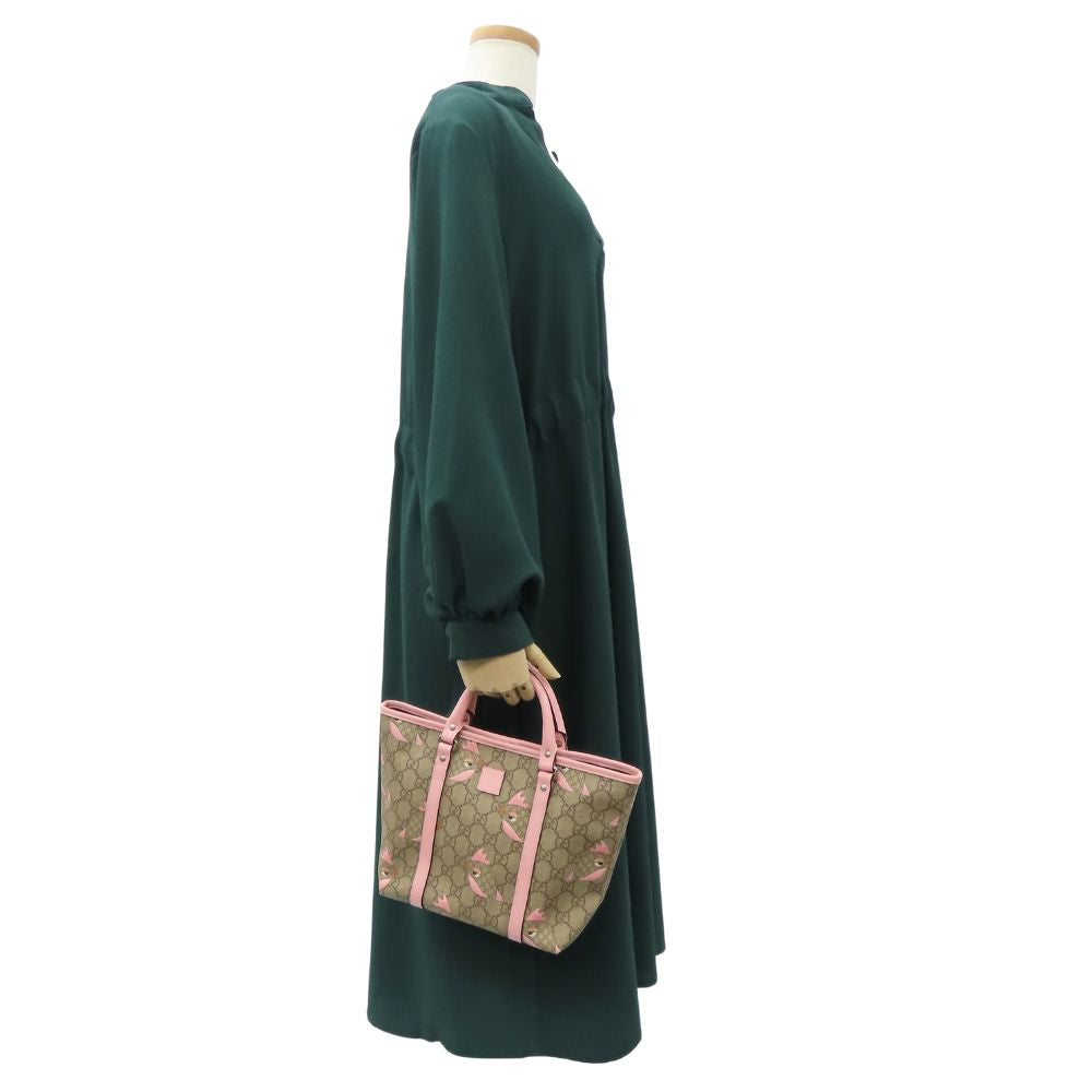 GUCCI Handbag 297557 GG Supreme canvas, leather beige Chilled license Women Used Authentic
