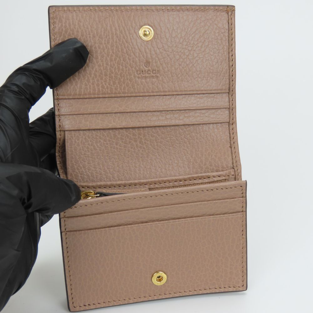GUCCI Bifold Wallet 658610 GG Supreme canvas, leather Two-tone color (beige) GG Marmont Women Used Authentic