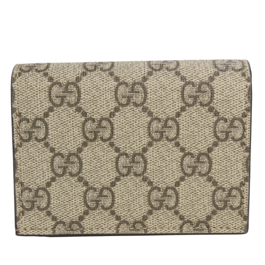 GUCCI Bifold Wallet 658610 GG Supreme canvas, leather Two-tone color (beige) GG Marmont Women Used Authentic