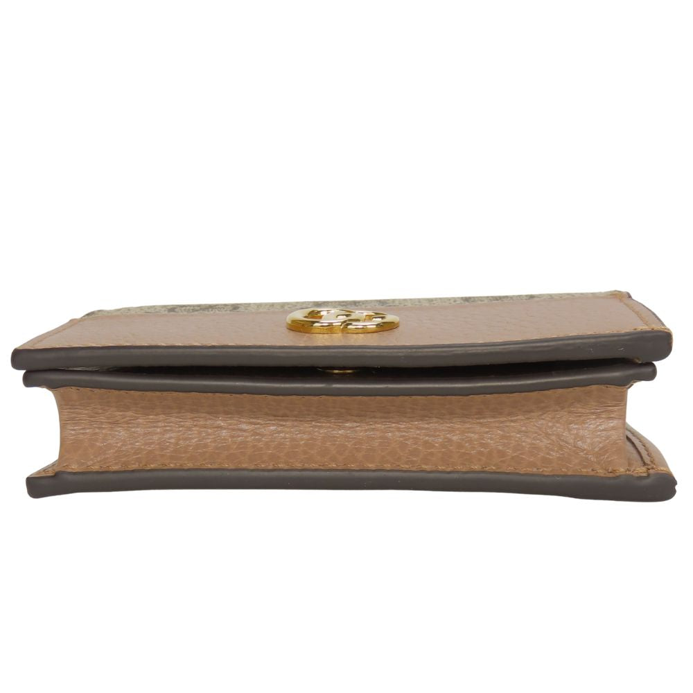 GUCCI Bifold Wallet 658610 GG Supreme canvas, leather Two-tone color (beige) GG Marmont Women Used Authentic