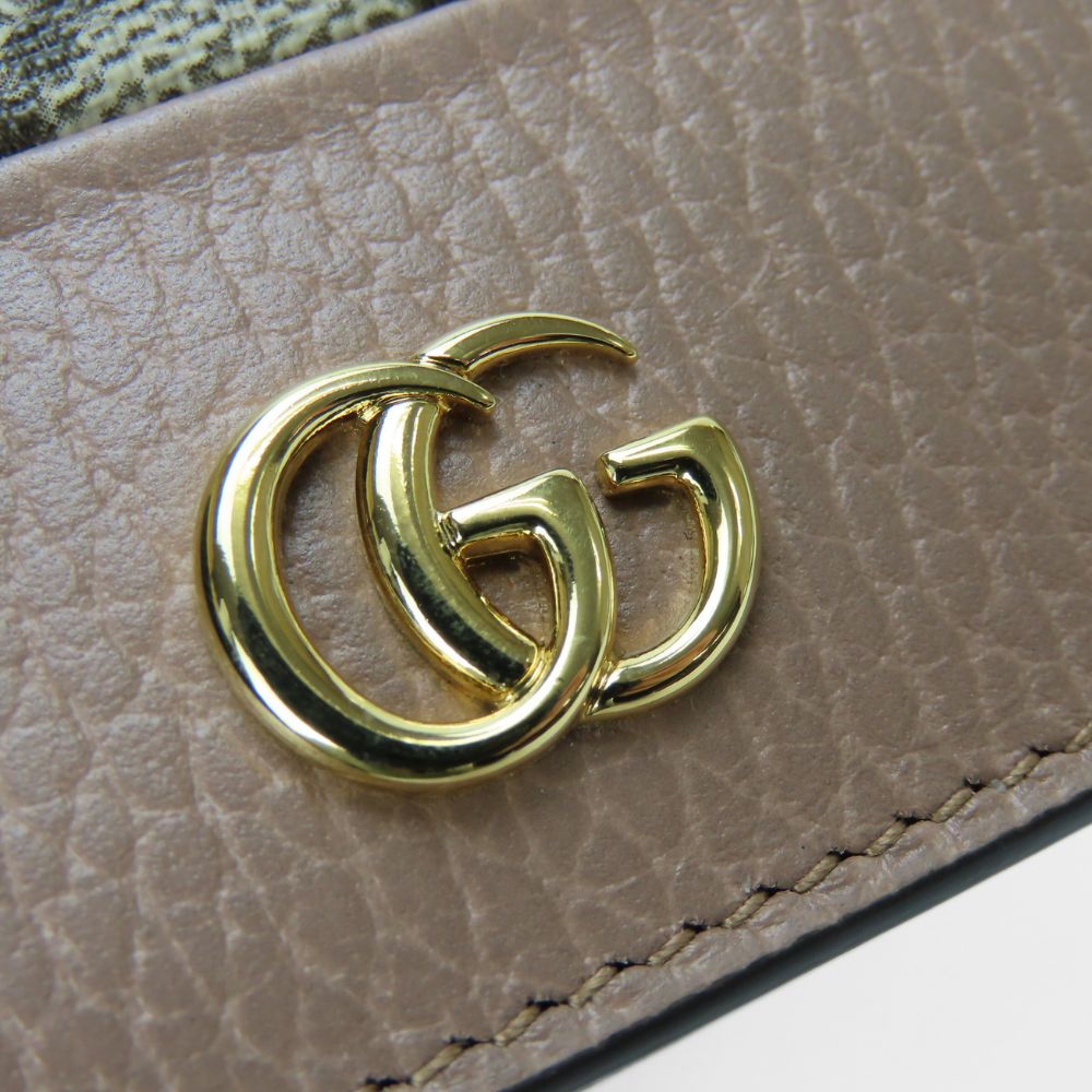 GUCCI Bifold Wallet 658610 GG Supreme canvas, leather Two-tone color (beige) GG Marmont Women Used Authentic