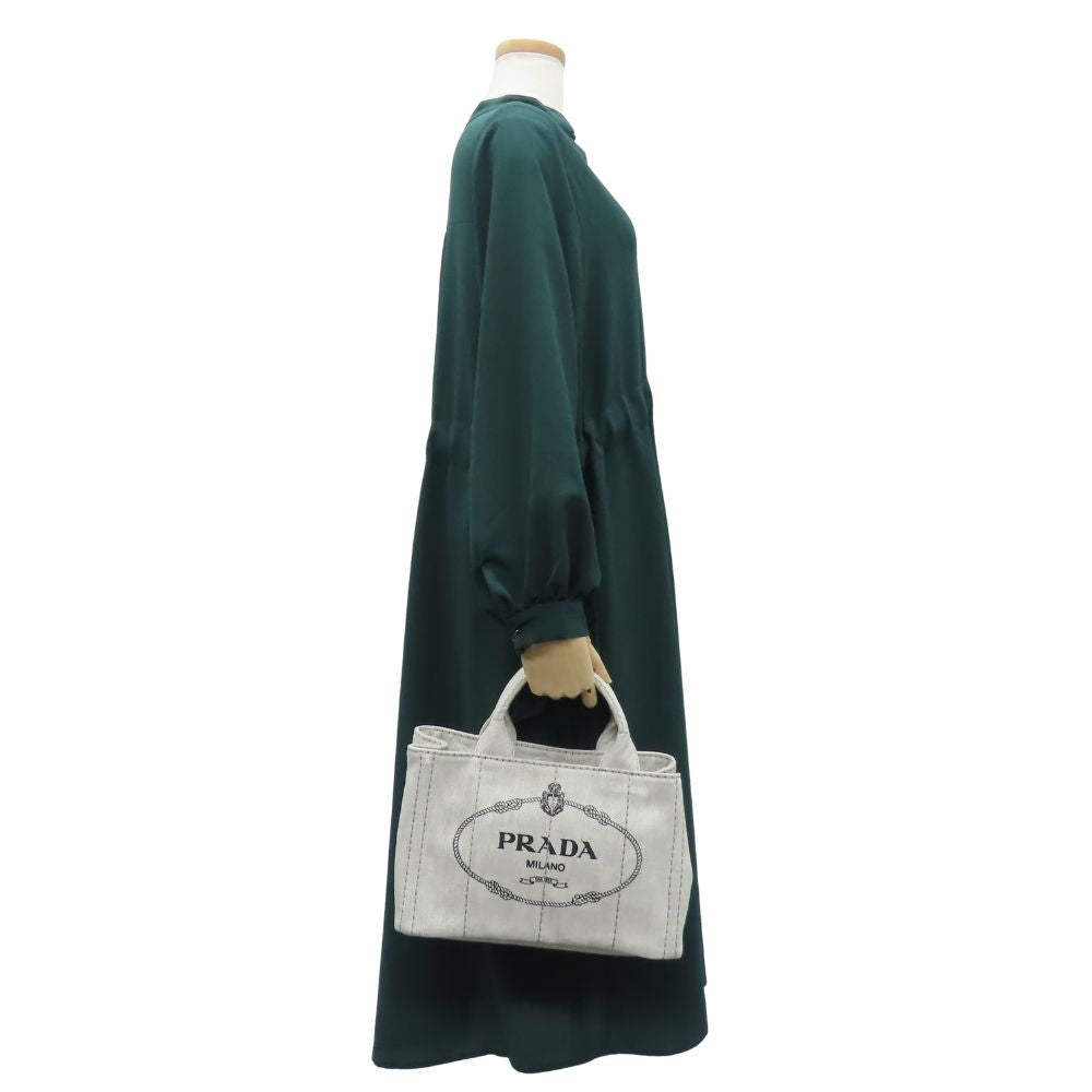 PRADA Handbag 1BG439 canvas gray CANAPA Canapa