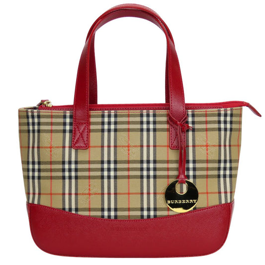 BURBERRY Handbag canvas Red Nova Check