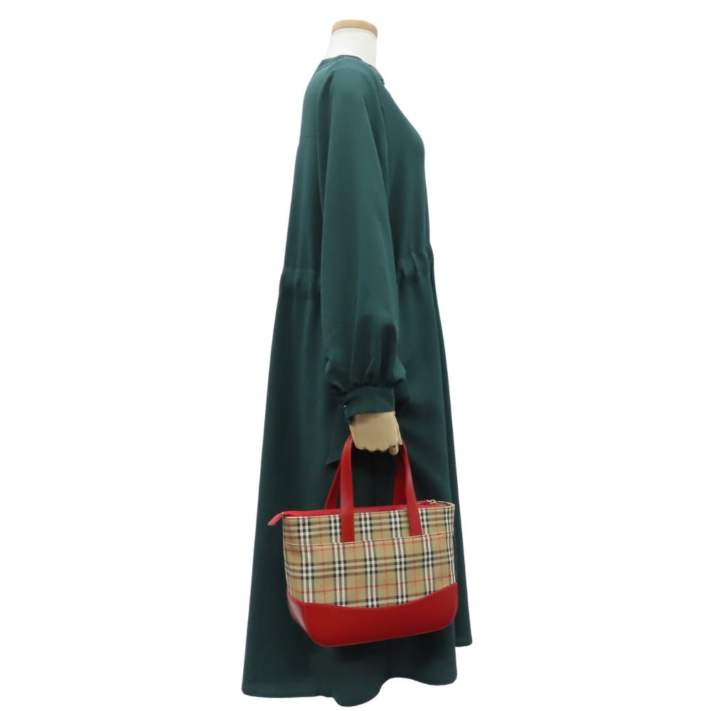 BURBERRY Handbag canvas Red Nova Check