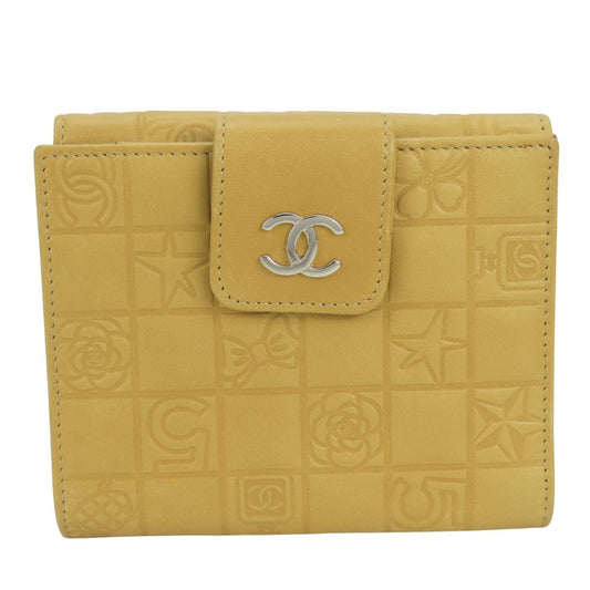 CHANEL Bifold Wallet lambskin beige icon