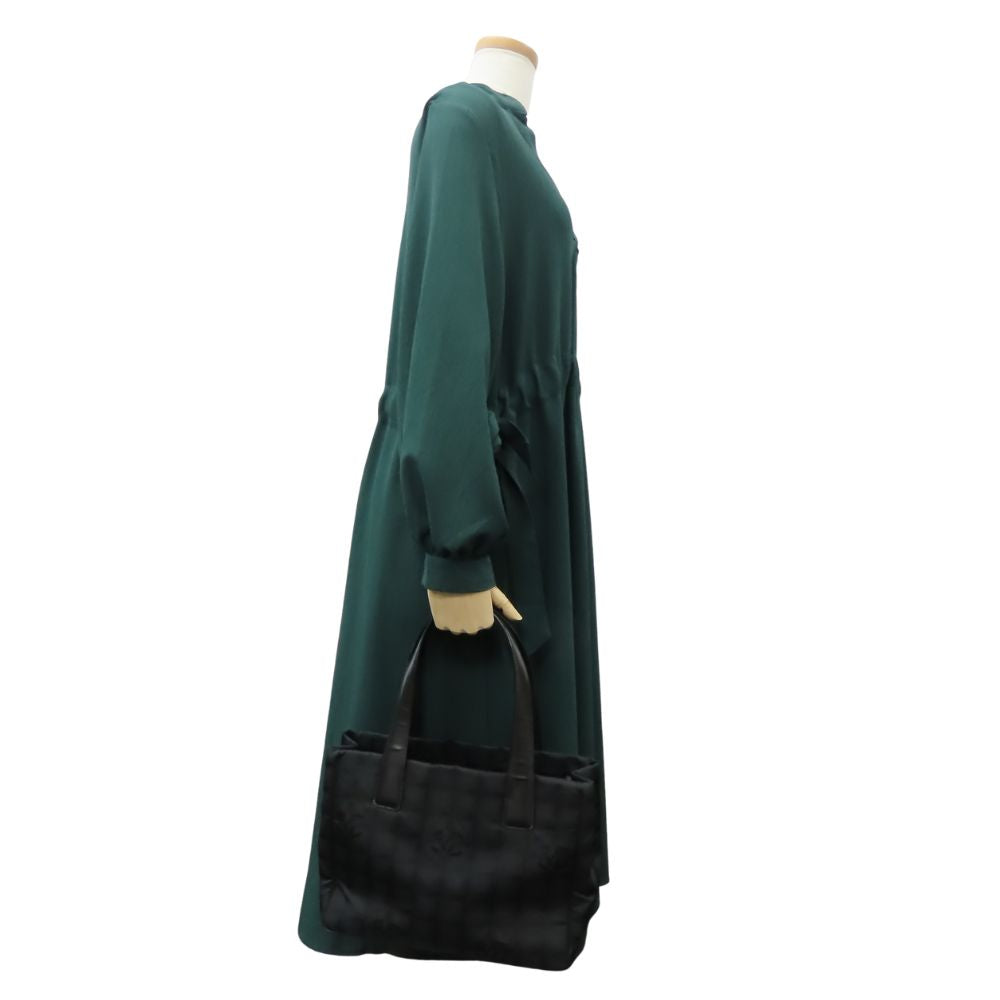 CHANEL Tote Bag Jacquard nylon black New travel line PM