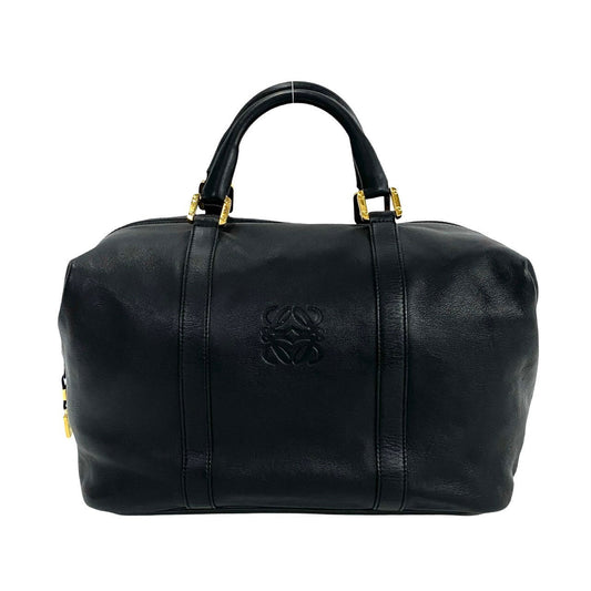 LOEWE Handbag leather black Anagram logo Women Used Authentic