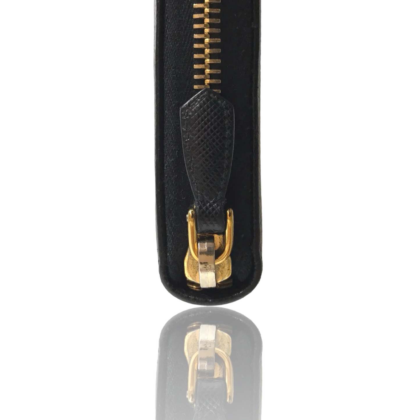 PRADA SAFFIANO ROUND ZIP LONG WALLET GOLD