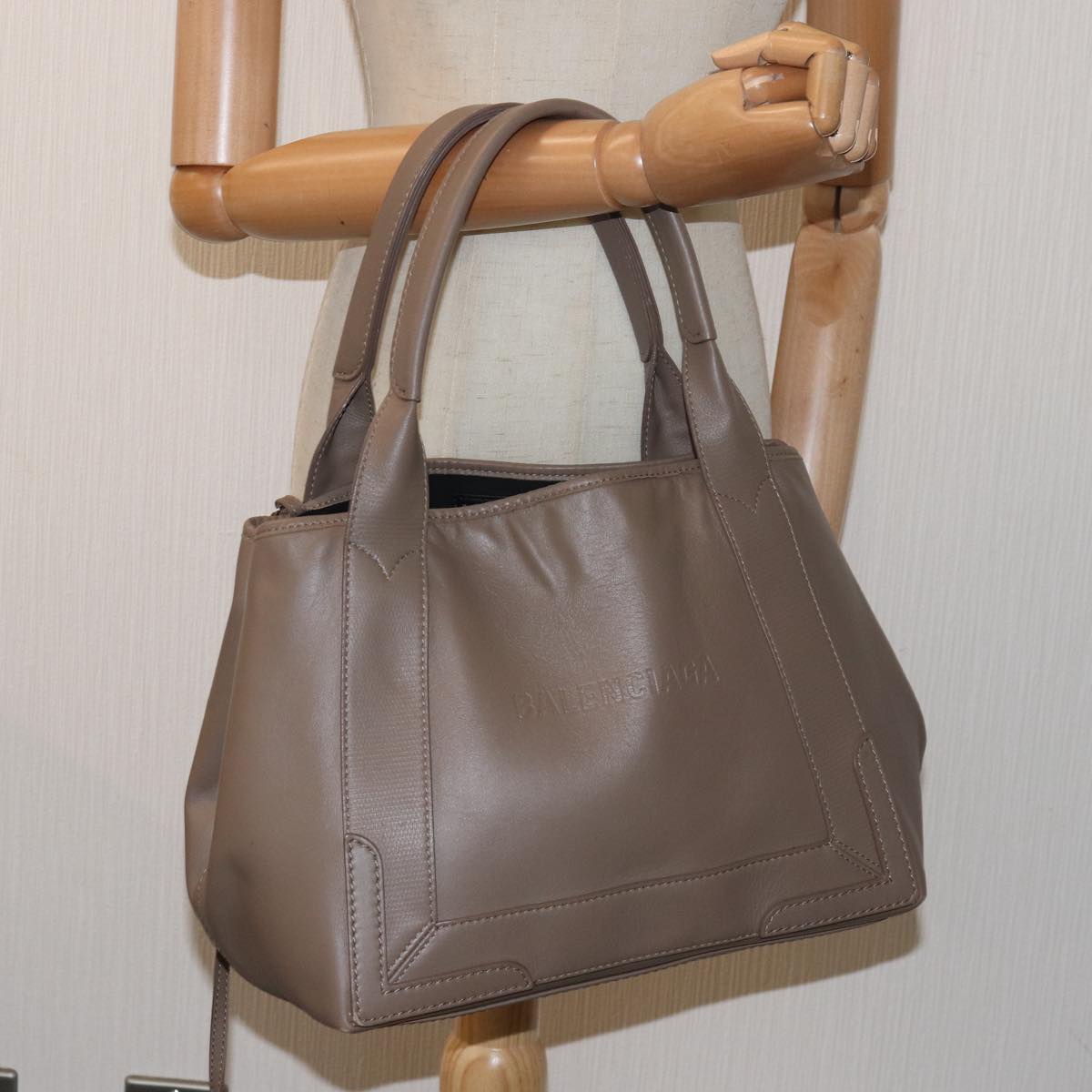 BALENCIAGA Cabas Hand Bag Leather Gray