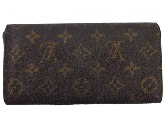 LOUIS VUITTON Long Wallet Purse Dark brown x beige Pochette Porte Monnaie Credit