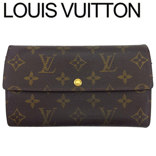 LOUIS VUITTON Long Wallet Purse Dark brown x beige Pochette Porte Monnaie Credit