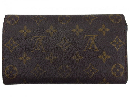 LOUIS VUITTON Long Wallet Purse Dark brown x beige Pochette Porte Monnaie Credit