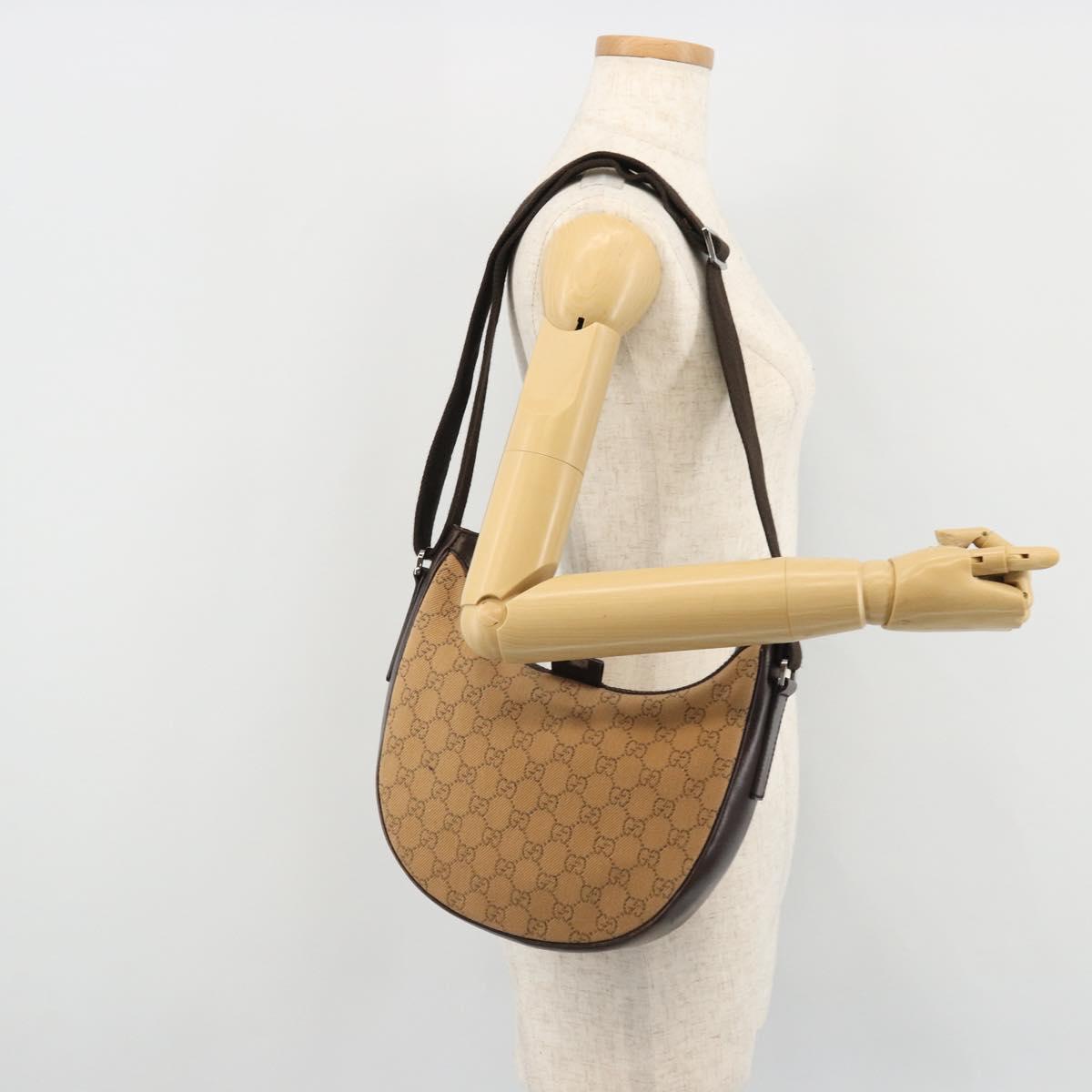 GUCCI GG Canvas Shoulder Bag Brown