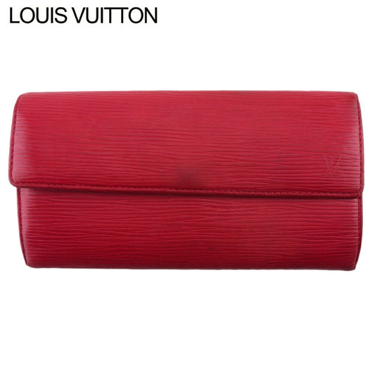 LOUIS VUITTON Long Wallet Purse Red Silver Portefeuille Sarah