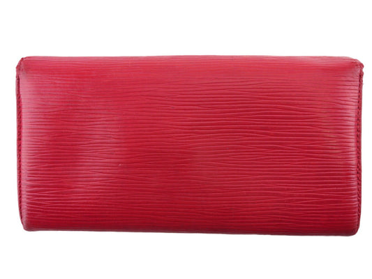 LOUIS VUITTON Long Wallet Purse Red Silver Portefeuille Sarah